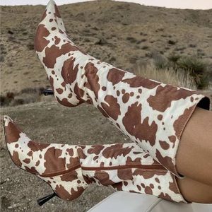 Cow Print Kitten Heel Boot